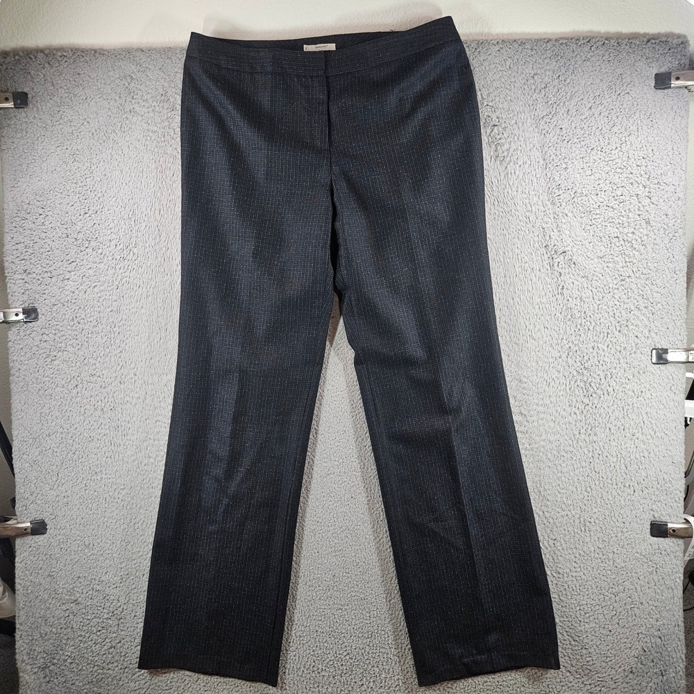 Santorelli Mara 11 Wool Trousers Womens 14 Gray Teal Pinstripe Made in Italy